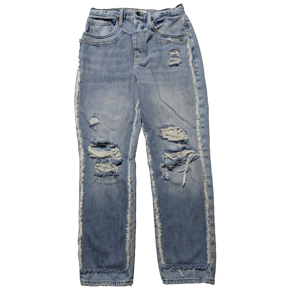 FRAME Coast Combo Layered Look Distressed LLJ207 Button Fly Blue Jeans -Women 27
